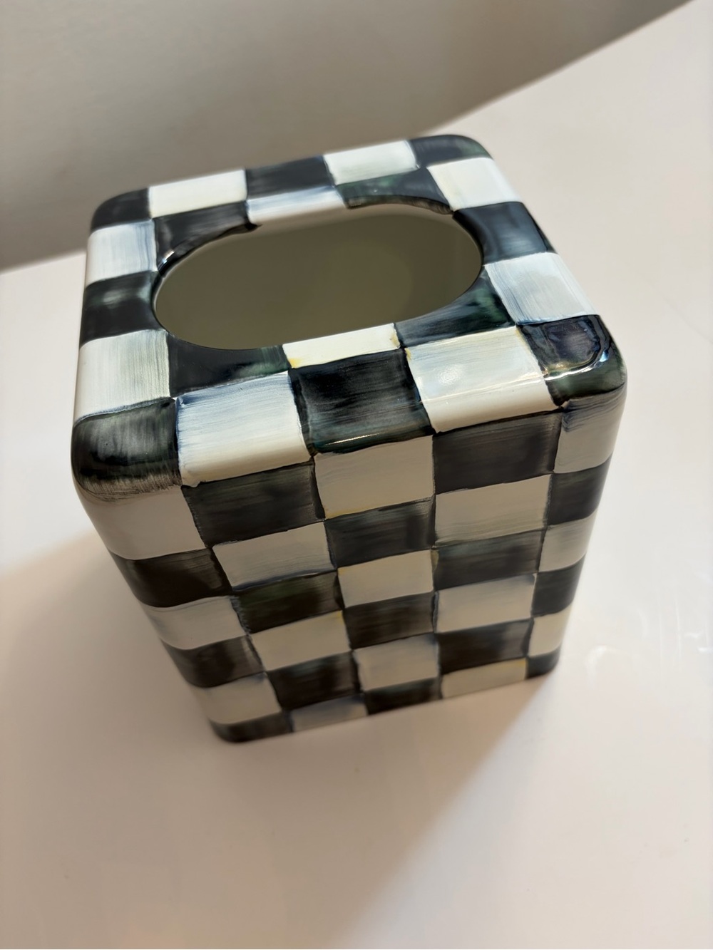McKenzie-Childs check Enamel tissue box cover